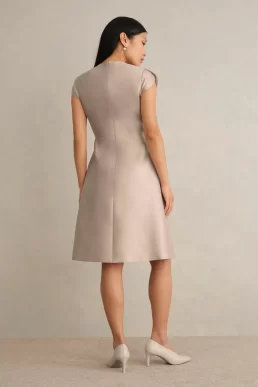 Hobbs Avery Wool Silk Dress Oyster