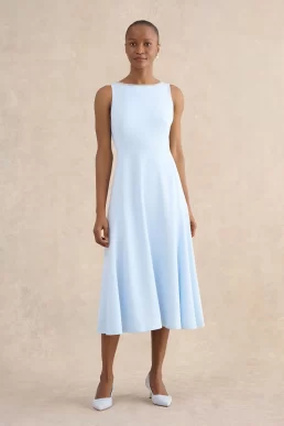 Hobbs Beatrix Embellished Trimmed Dress Pale Blue