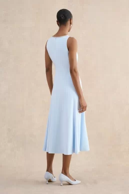 Hobbs Beatrix Embellished Trimmed Dress Pale Blue