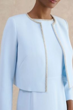 Hobbs Beatrix Embellished Trimmed Jacket Pale Blue