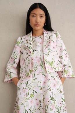 Hobbs Lana Floral Jacquard Jacket Blush Pink