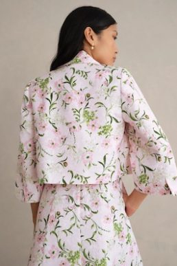 Hobbs Lana Floral Jacquard Jacket Blush Pink