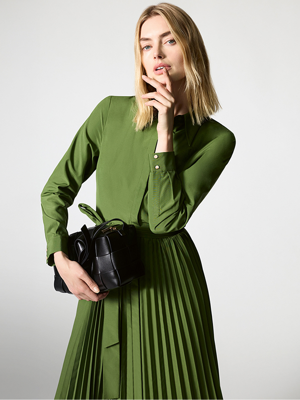 Pleated Midi Dress