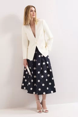 Phase Eight Celeste Midi A-line Skirt Black White