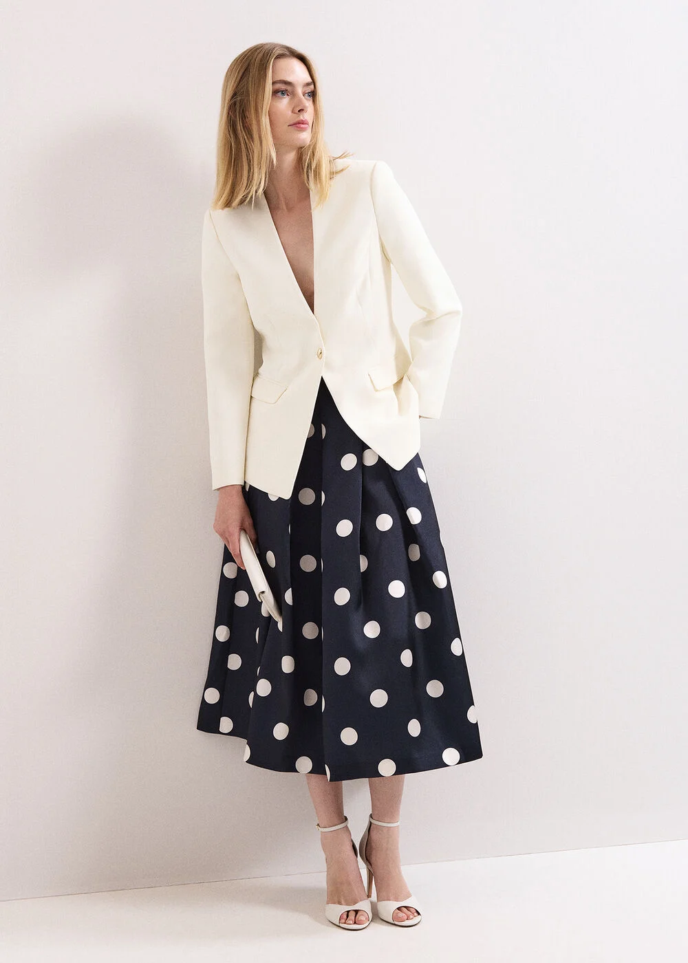 Phase Eight Celeste Midi A-line Skirt Black White