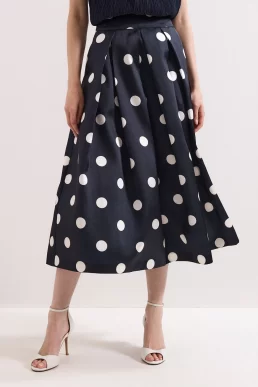 Phase Eight Celeste Midi A-line Skirt Black White