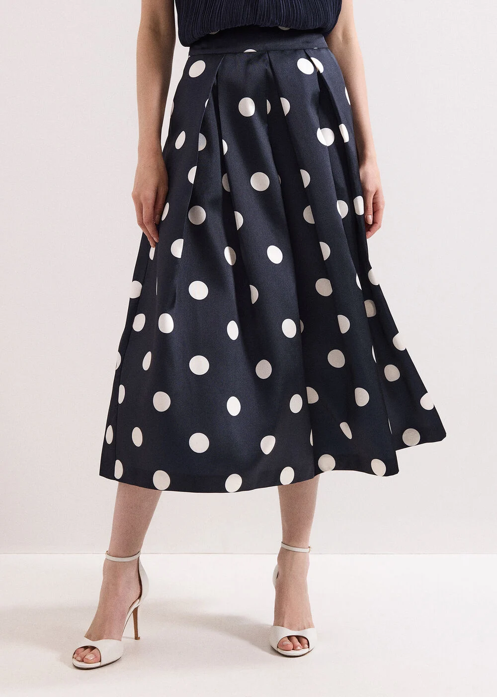 Phase Eight Celeste Midi A-line Skirt Black White