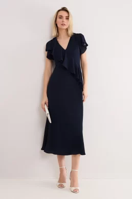 Phase Eight Cosette Midi Bridesmaid Dress Navy Blue