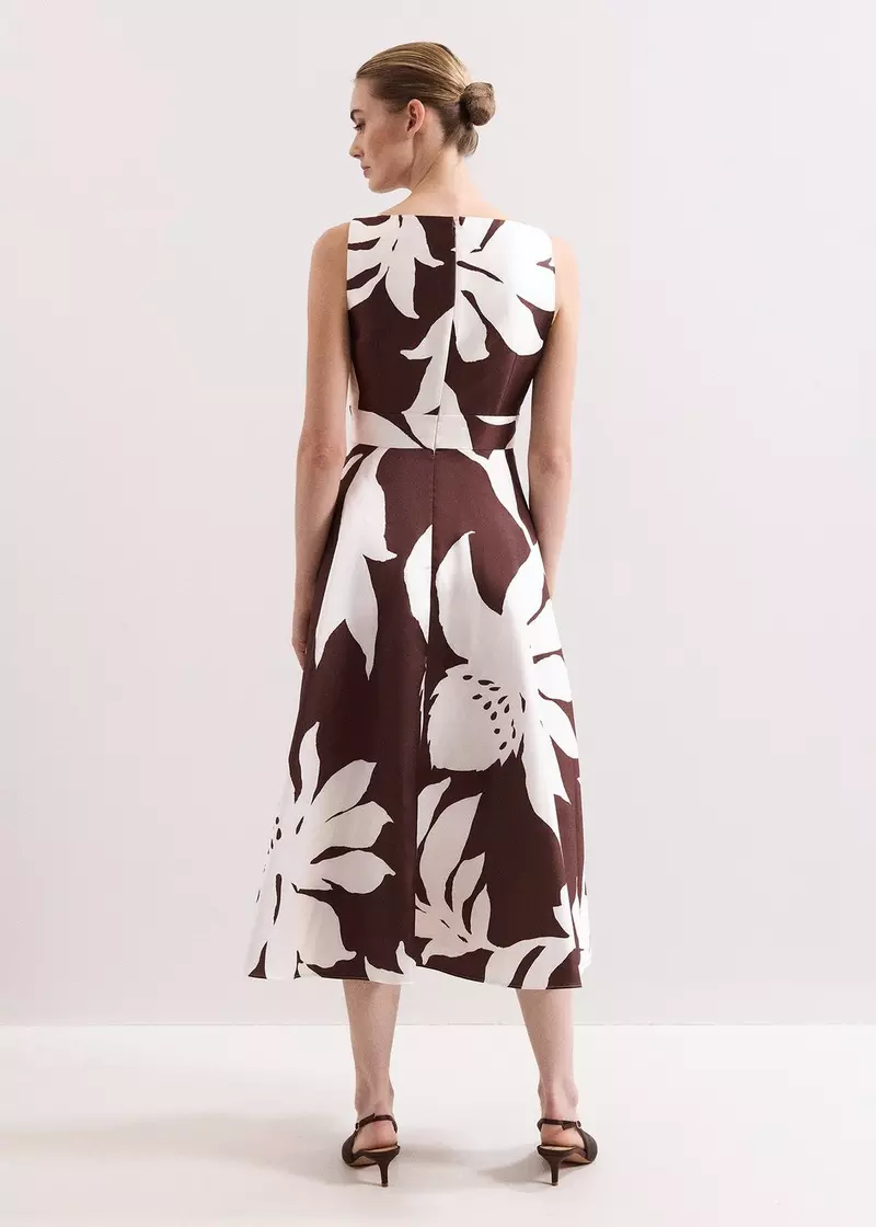 Phase Eight Delicia Midi Dress Brown White