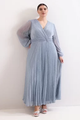 Phase Eight Harper Plisse Maxi Bridesmaid Dress Pale Blue