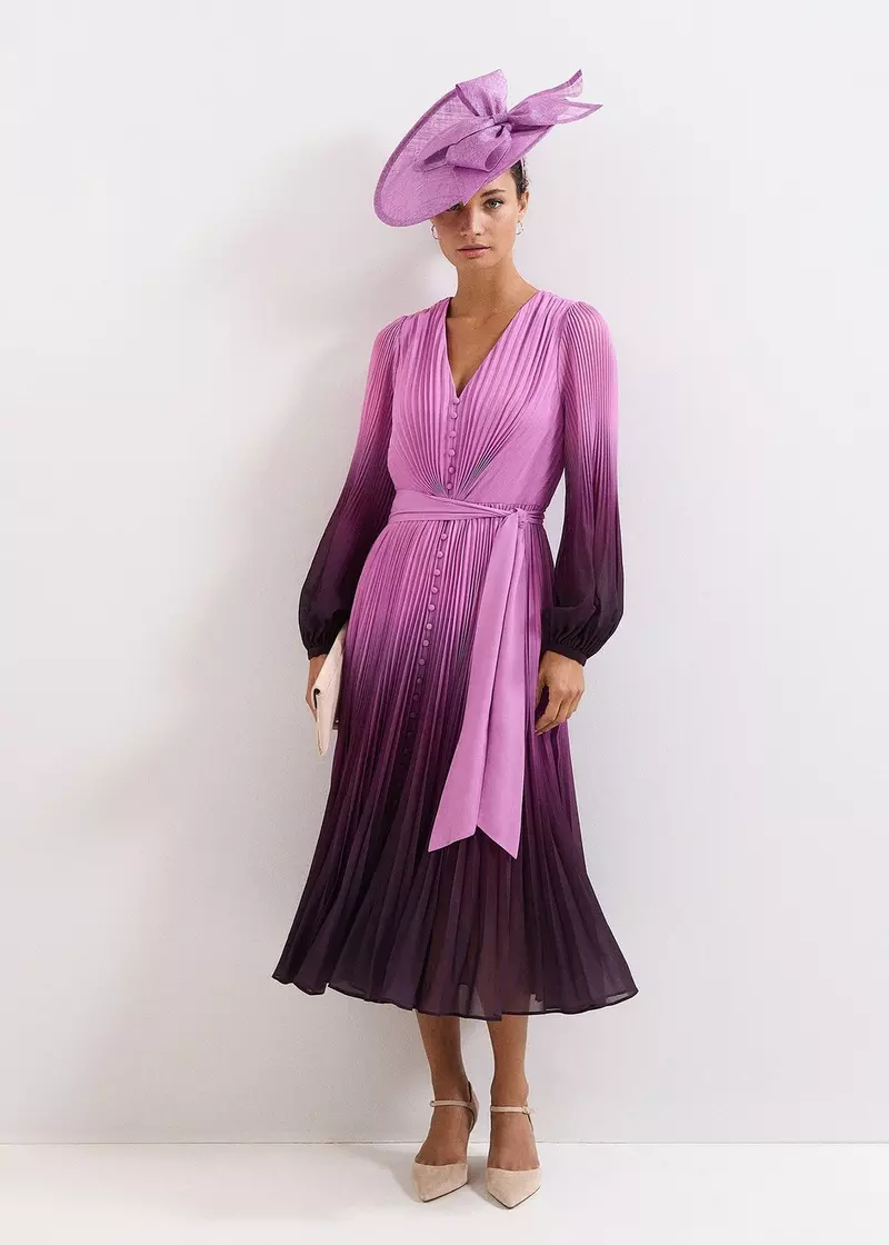 Phase Eight Mira Ombre Midi Dress Purple Multi