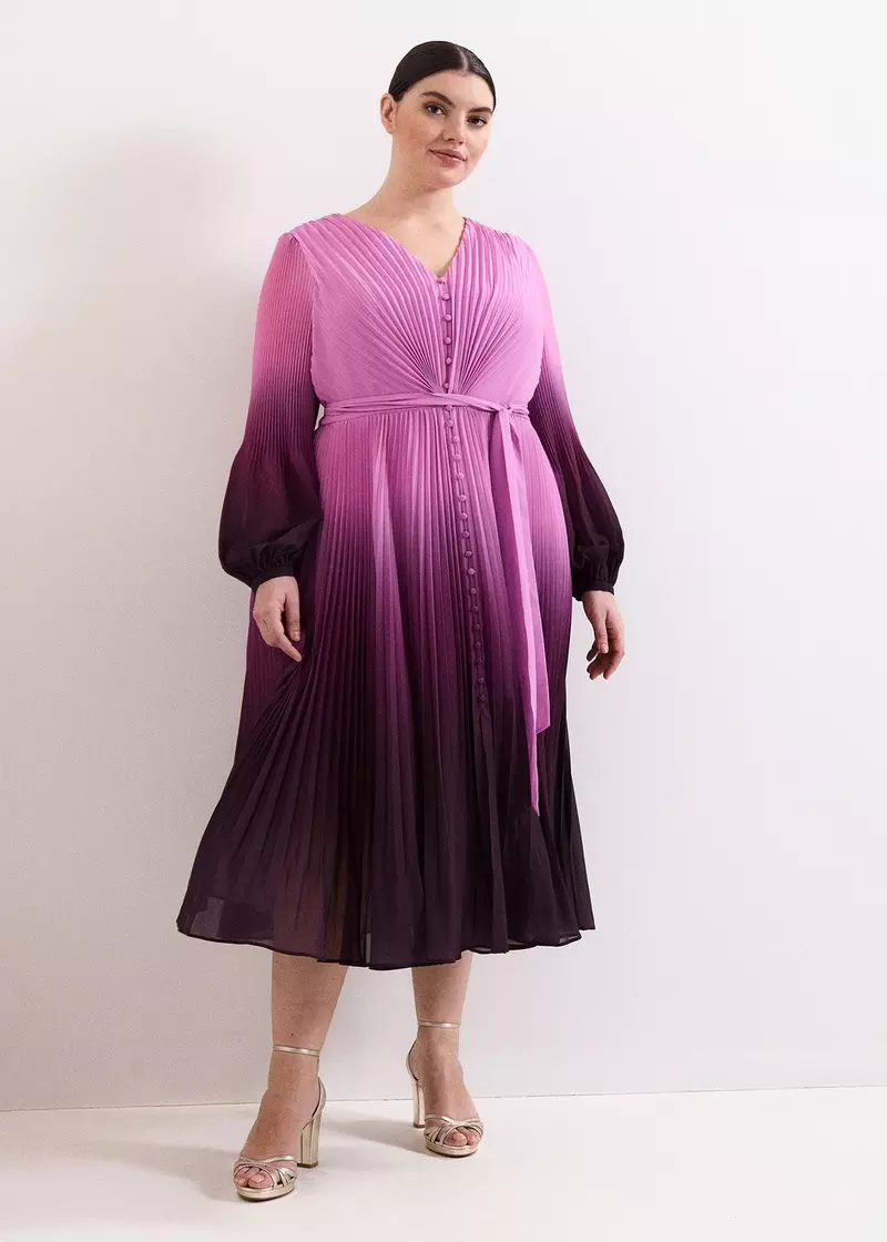 Phase Eight Mira Ombre Midi Dress Purple Multi