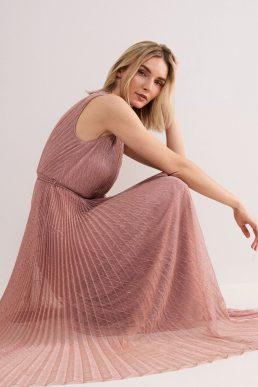 Phase Eight Simara Plisse Bridesmaid Maxi Dress Pale Pink