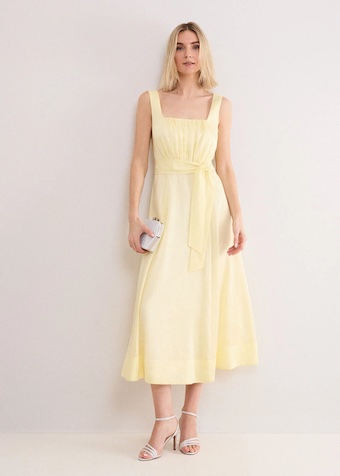 Phase Eight Zahira Midi Bridesmaid Dress Pale Yellow