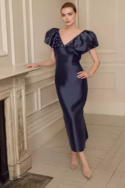 Phase Eight Erina Satin Dress Navy