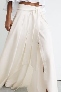 Reiss Simone Cotton-Blend Pleated Maxi Skirt in Ivory