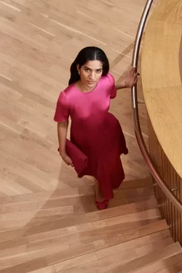 Hobbs Camille Textured Satin Dress Pink