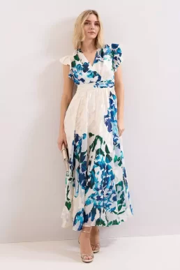 Phase Eight Liana Burnout Maxi Dress Blue Multi
