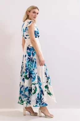 Phase Eight Liana Burnout Maxi Dress Blue Multi