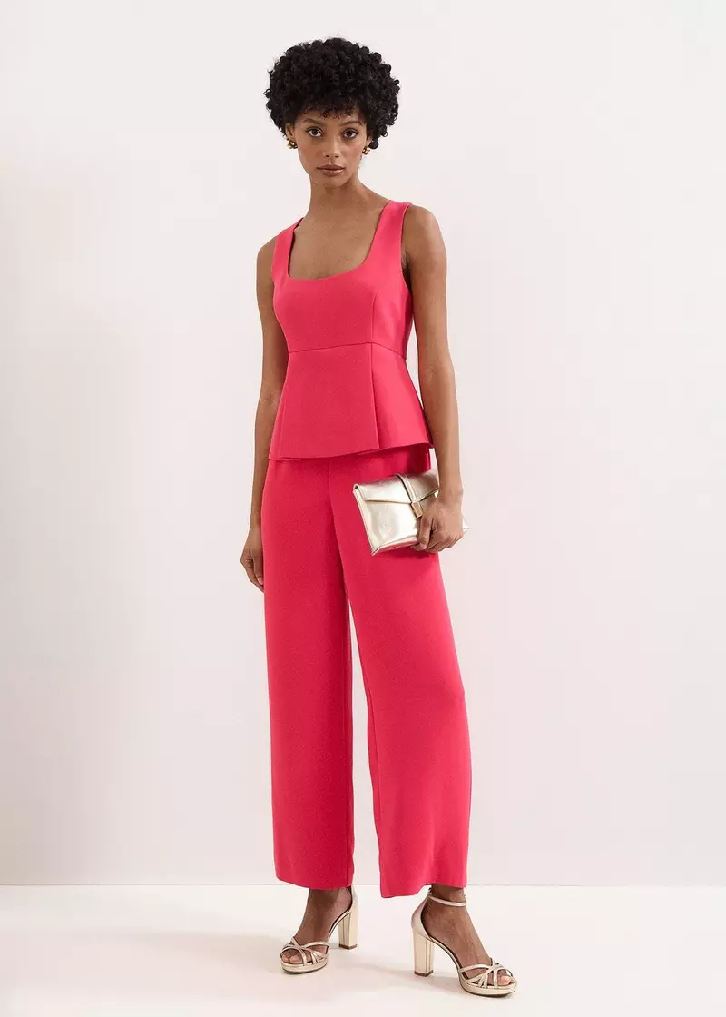 Jovelle Pink Peplum Wide Leg Jumpsuit