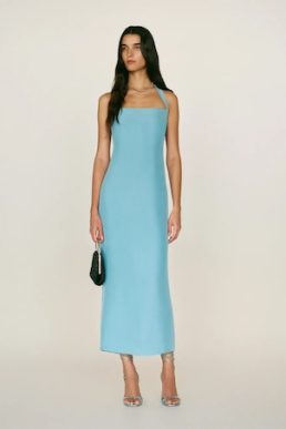 Reformation Alli Silk Maxi Dress aqua Siren Blue