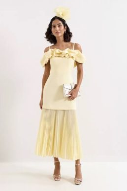 Phase Eight THE GOODWOOD EDIT Liora Bardot Maxi Dress Pale Yellow