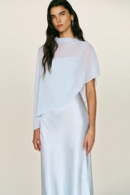 Reformation Lilibeth Silk Dress Mineral Pale Blue