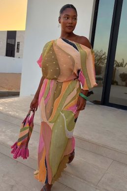 Never Fully Dressed Green Abstract Tilly Dress, Multi