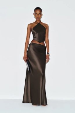 Reformation Effie Silk Two Piece Black Pearl