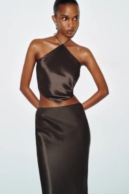 Reformation Effie Silk Two Piece Black Pearl