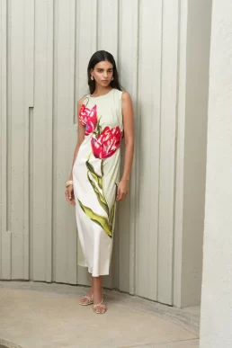 French Connetion Printed Dori Maxi Dress White Multi