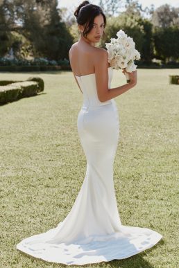 House of CB Camellia Strapless Satin Bridal Gown Ivory