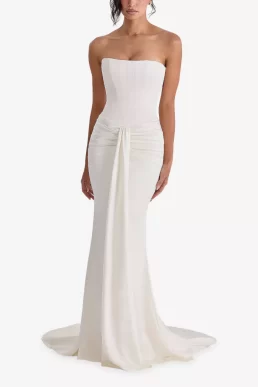 House of CB Camellia Strapless Satin Bridal Gown Ivory