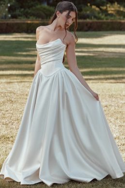 House of CB Jelena Strapless Satin Bridal Gown Ivory