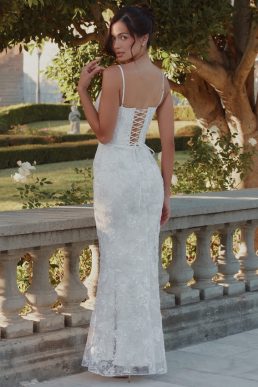 House of CB Naeva Bead-Embellished Tulle Bridal Gown White