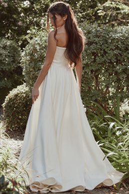House of CB Sabrina Strapless Satin Bridal Gown Ivory