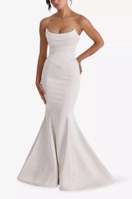 House of CB Veronique Strapless Satin Bridal Gown, Ivory