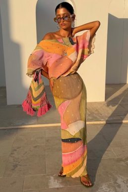 Never Fully Dressed Green Abstract Tilly Dress Multi