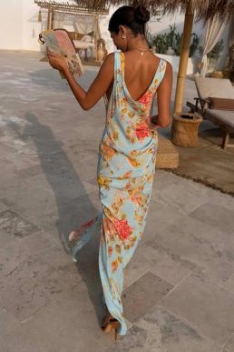 Never Fully Dressed Sky Blue Floral Sofia Dress Multi