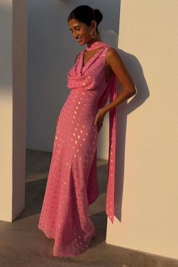 Never Fully Dressed Pink Sophie Dress with Gold Fleck Pink