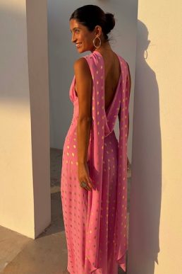 Never Fully Dressed Pink Sophie Dress with Gold Fleck Pink