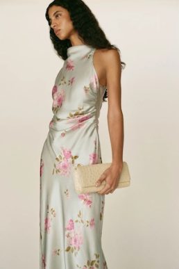 Reformation Anaiis Silk Dress Core Windswept Multi