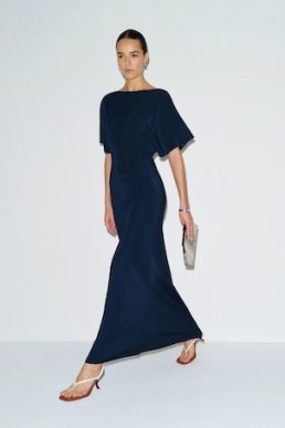 Reformation Caila Silk Maxi Dress Navy Blue