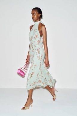 Reformation Floral Chanelle Dress Dana Blue Pink Multi