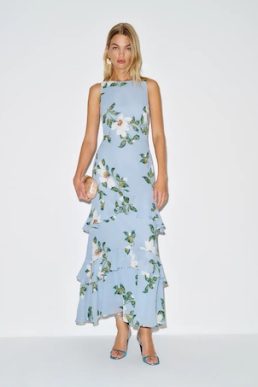 Reformation Magnus Floral Maxi Dress Blue Multi