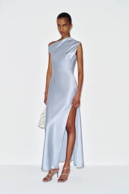 Reformation Razele Silk Dress Cloud Blue