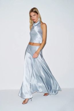 Reformation Sera Silk Two Piece Mineral Pale Blue