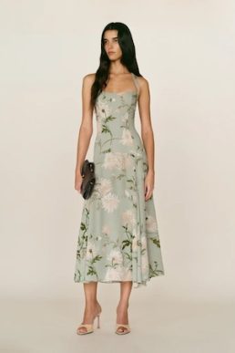 Reformation Yanitza Floral Midi Dress Green Multi