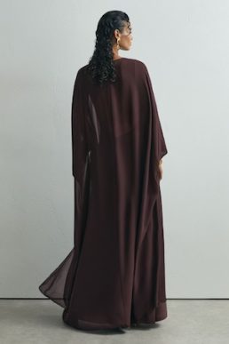 Reiss Flora Atelier Satin Cape Maxi Dress in Grape purple