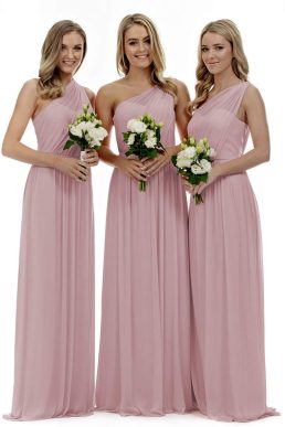 Lecureler Long One Shoulder Prom Bridesmaid Dress Blush Size 8